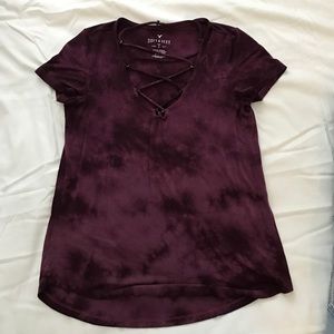 Purple Tie Dye Lace Up Top
